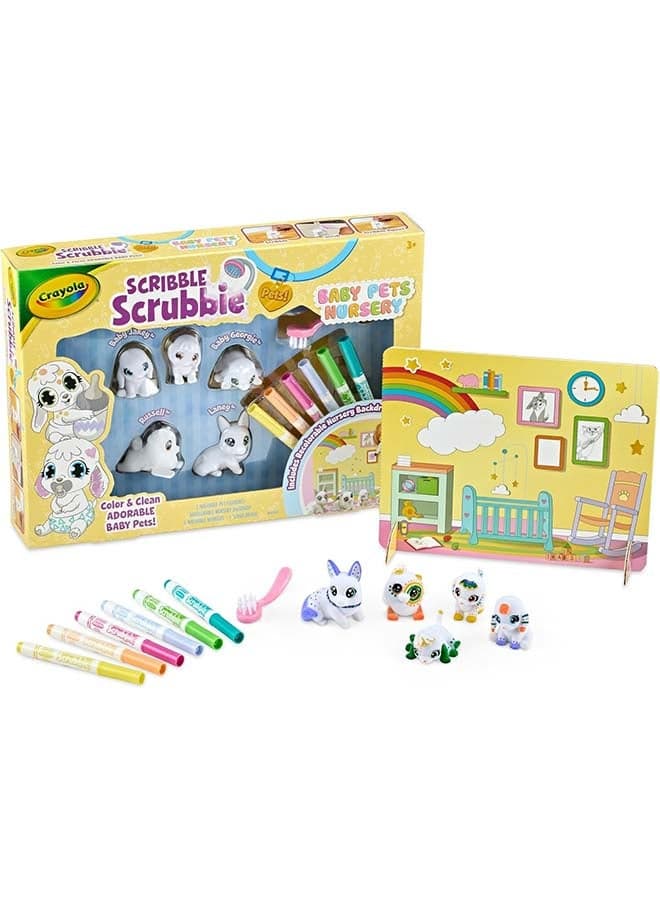 Scribble Scrubbie Baby Pets Nursery, Baby Animal Toys for Toddlers & Kids, Gift for Girls & Boys, Ages 3+