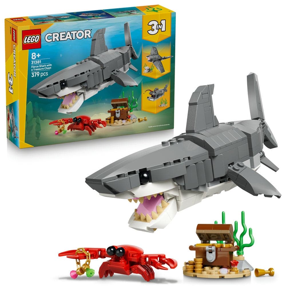 Creator 3in1 Fierce Shark with a Treasure Chest 31381 (Age 8+, 379 Pieces)
