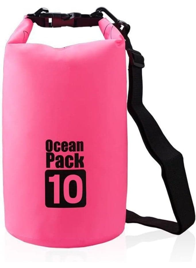 PVC Waterproof Dry Bag 10L Diving Foldable Storage Man Women Beach Swimming Bag Rafting River Ocean backpack Dry for Kayaking, Beach, Rafting, Boating, Hiking, Camping and Fishing, 32x20cm-Pink