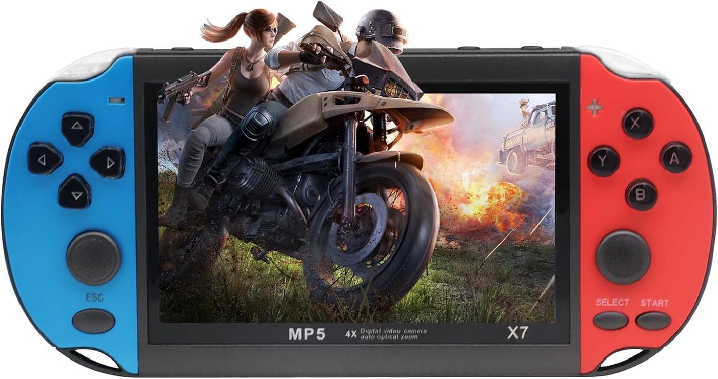 Portable Game Console, 4.3-Inch Screen, 8GB Storage, Multiple Emulators Support, TV Output, Blue and Red