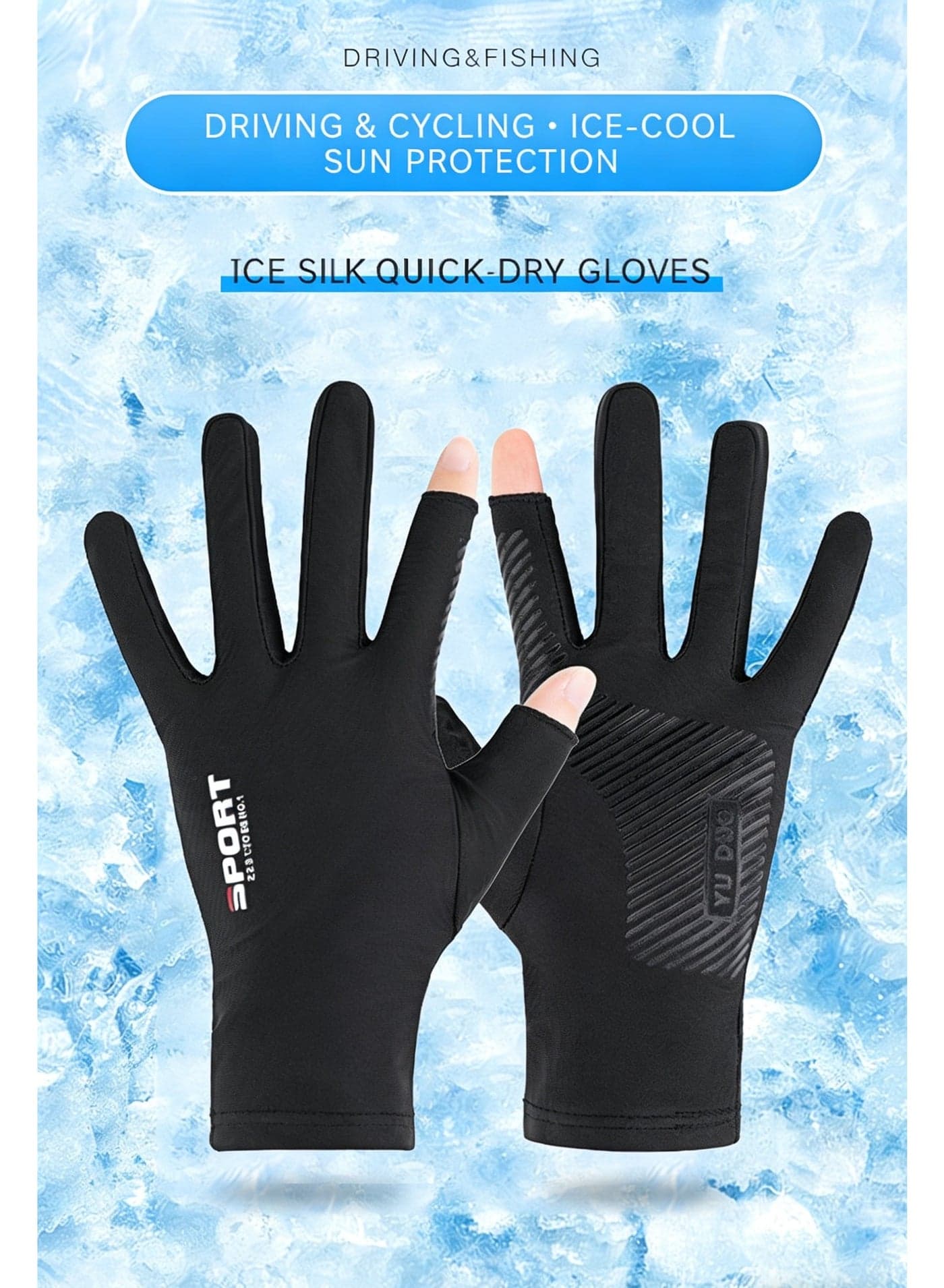 Half-Finger Cycling Gloves Suitable Ice Silk Anti-slip Gloves for Both Men And Women Designed for Outdoor Sports And Fitnes Driving Cycling Bicycles UV Protection Sun Protection Fishing Gloves