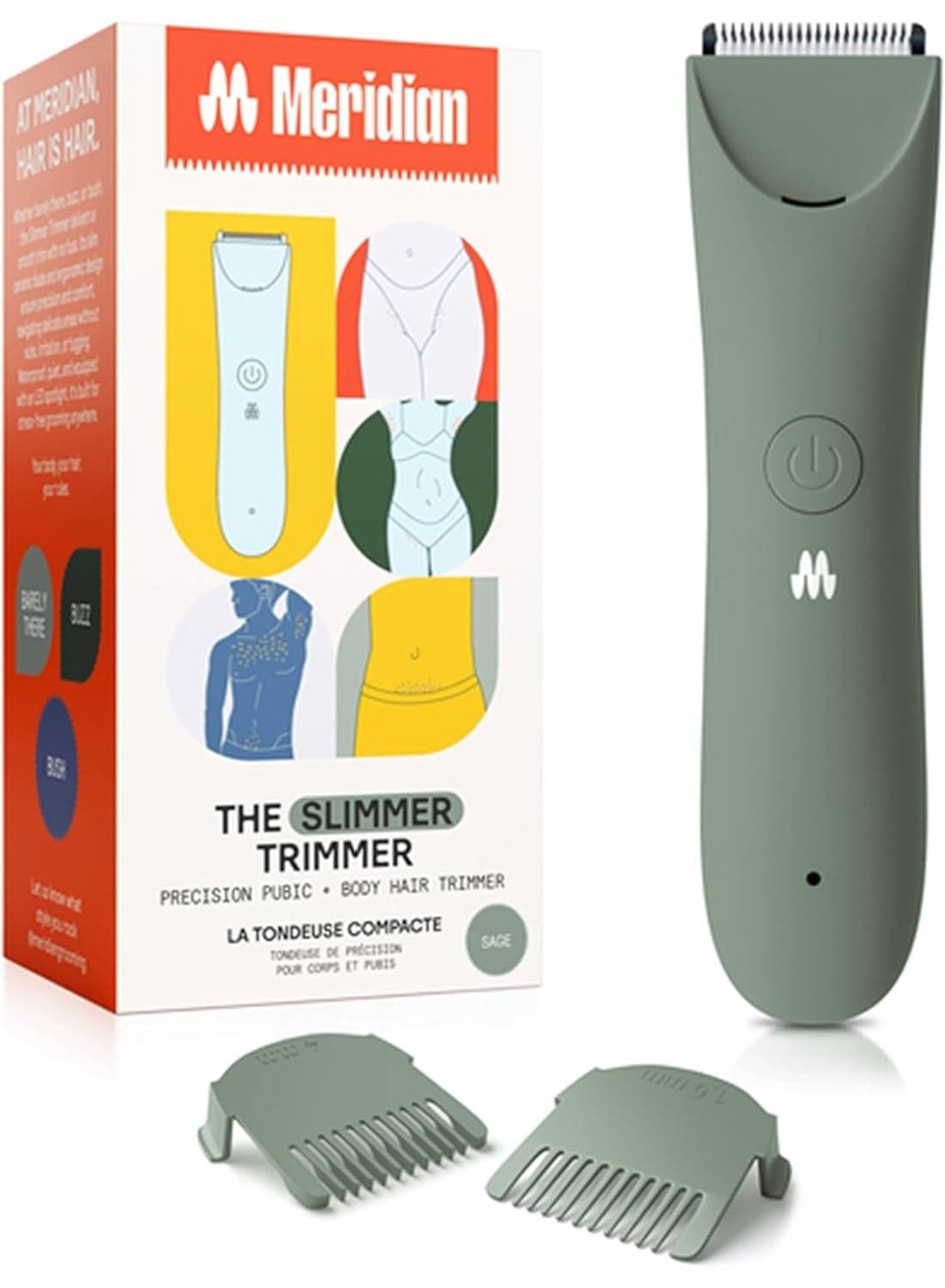 MERIDIAN Slimmer Trimmer, Body Hair Trimmer, No Nicks, Razor Burn, No Ingrowns, Ergonimic Design, Wet/Dry Tech, LED Spotlight, Sag