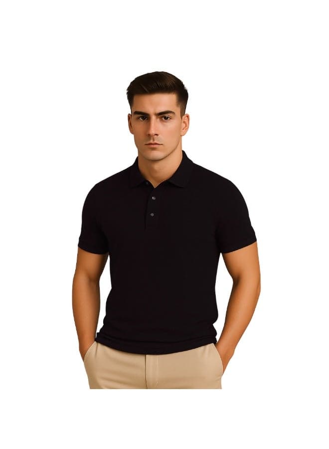 Men's Polo T-Shirt | 240 GSM Honeycomb Fabric | Pure Cotton Regular-Fit Tee In Basic Colors | Comfortable And Stylish Everyday Wear
