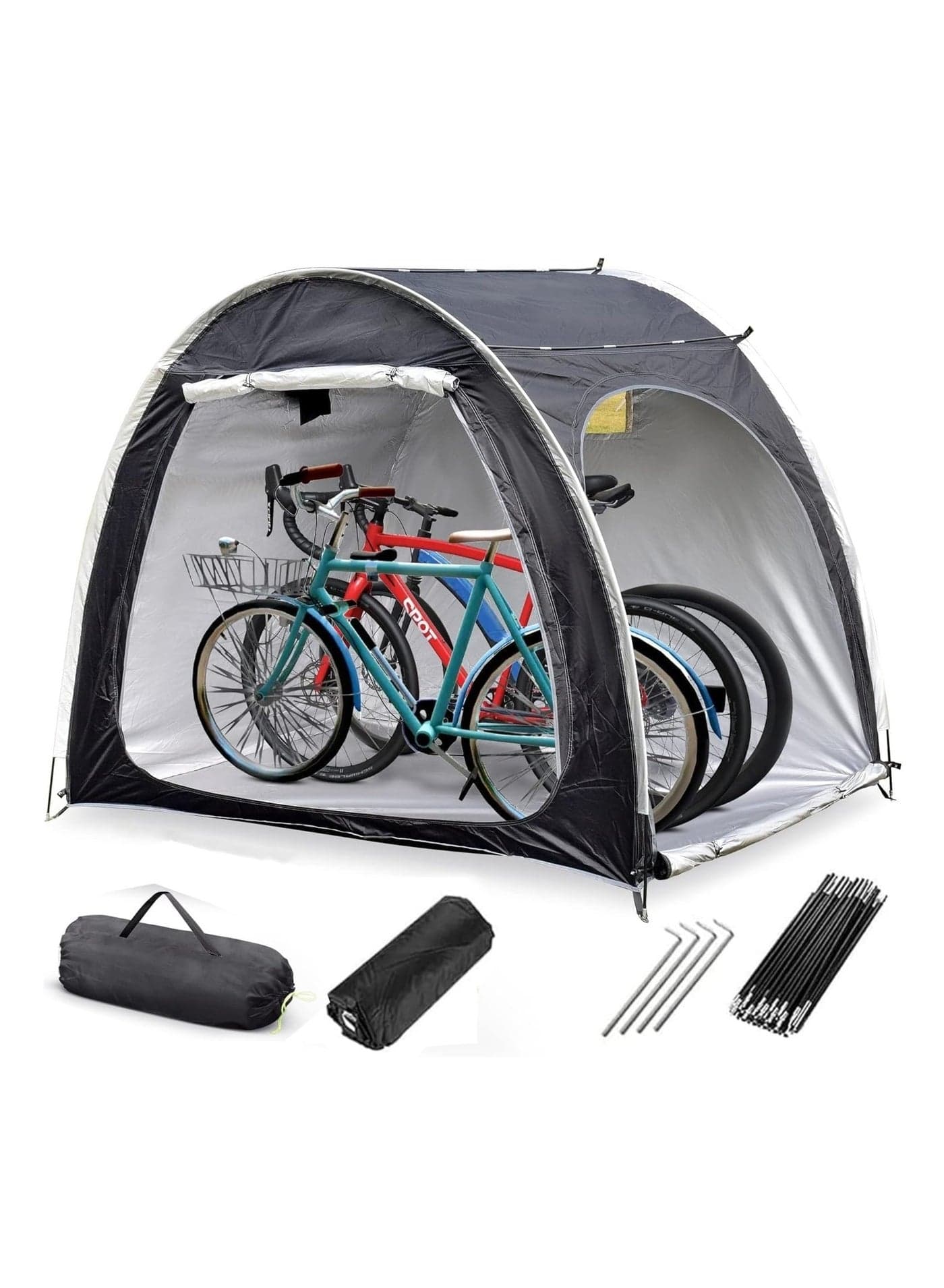 Bike Storage Shed,Bicycle Cover Tent,Heavy Duty Enlarged Style Two Doors Can Store 3-4 Bicycles Oxford Fabric Material,with Waterproof Coating,with Multi Tool