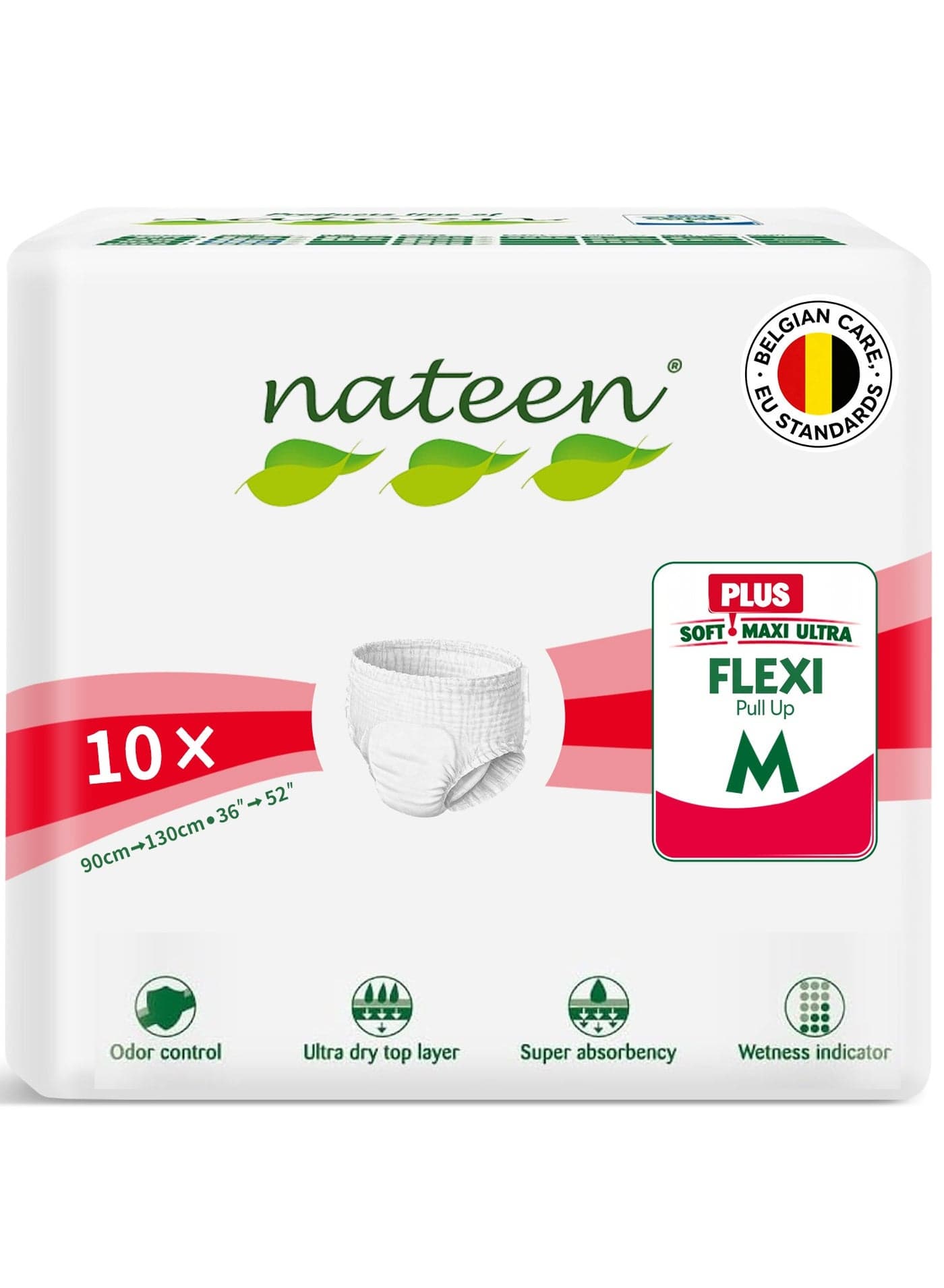 Flexi Plus Adult Diapers Pants,Incontinence Pull Up,Medium,Waist Size 90-130Cm,10 Count Adult Pull Ups,Superior Comfort,Excellent Combination Of Protection.