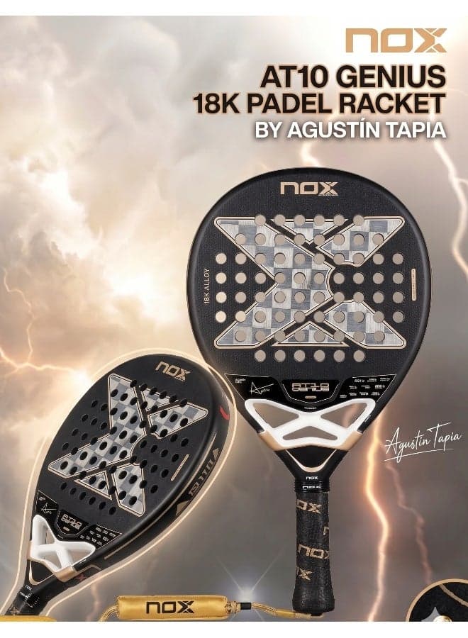 AT10 Genius 18K Padel Racket by Agustín Tapia – 18K Carbon Surface, Balanced Power & Precision Control