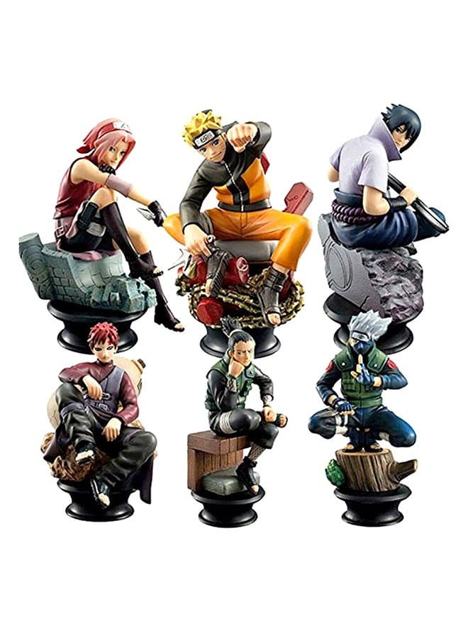 6-Piece Anime Ninja Character Figure Set, Collectible Cartoon Warrior Statue Model Toys for Kids Desktop Display & Gift