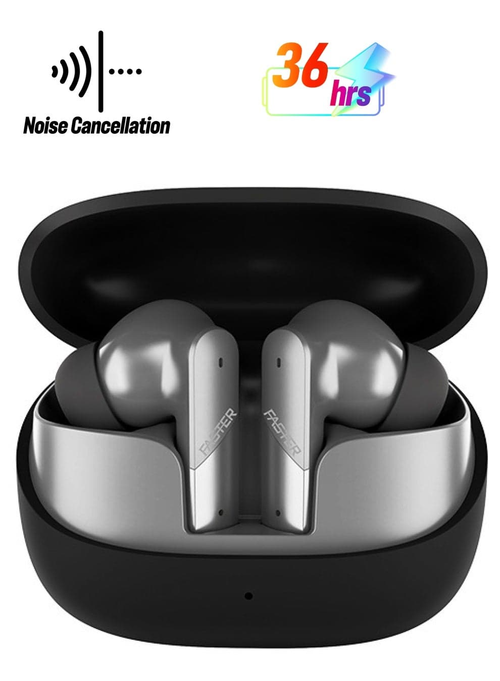 Valor FBT 450 Wireless Earbuds with ANC & ENC - 6 Hours Playtime with Bluetooth 5.3 - HiFi Stereo Sound Airpods - Gaming Bluetooth Earphones with Ultra-Low Latency - Deep Bass, IPX4 Water Resistant - For Exercise, Gym - Compatible with iPhone & Android (Black)
