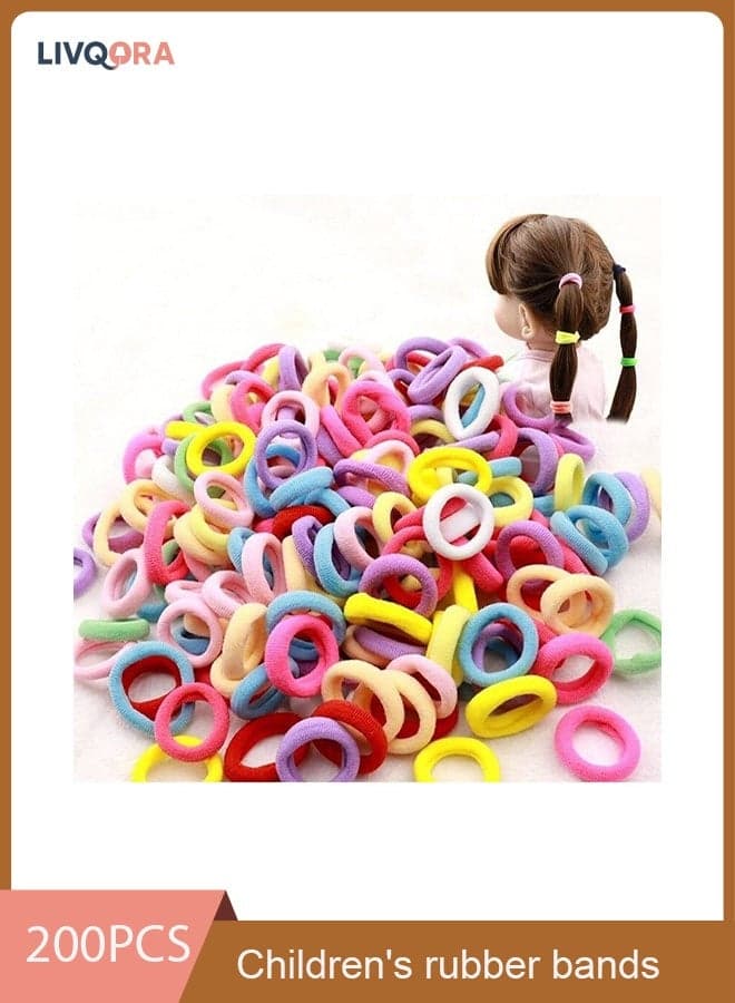 200 Piece Cotton Colorful Hair Ties, Seamless Elastic Hair Bands Ponytail Holders for Kids Infants Toddlers Small No Damage Hair Ties