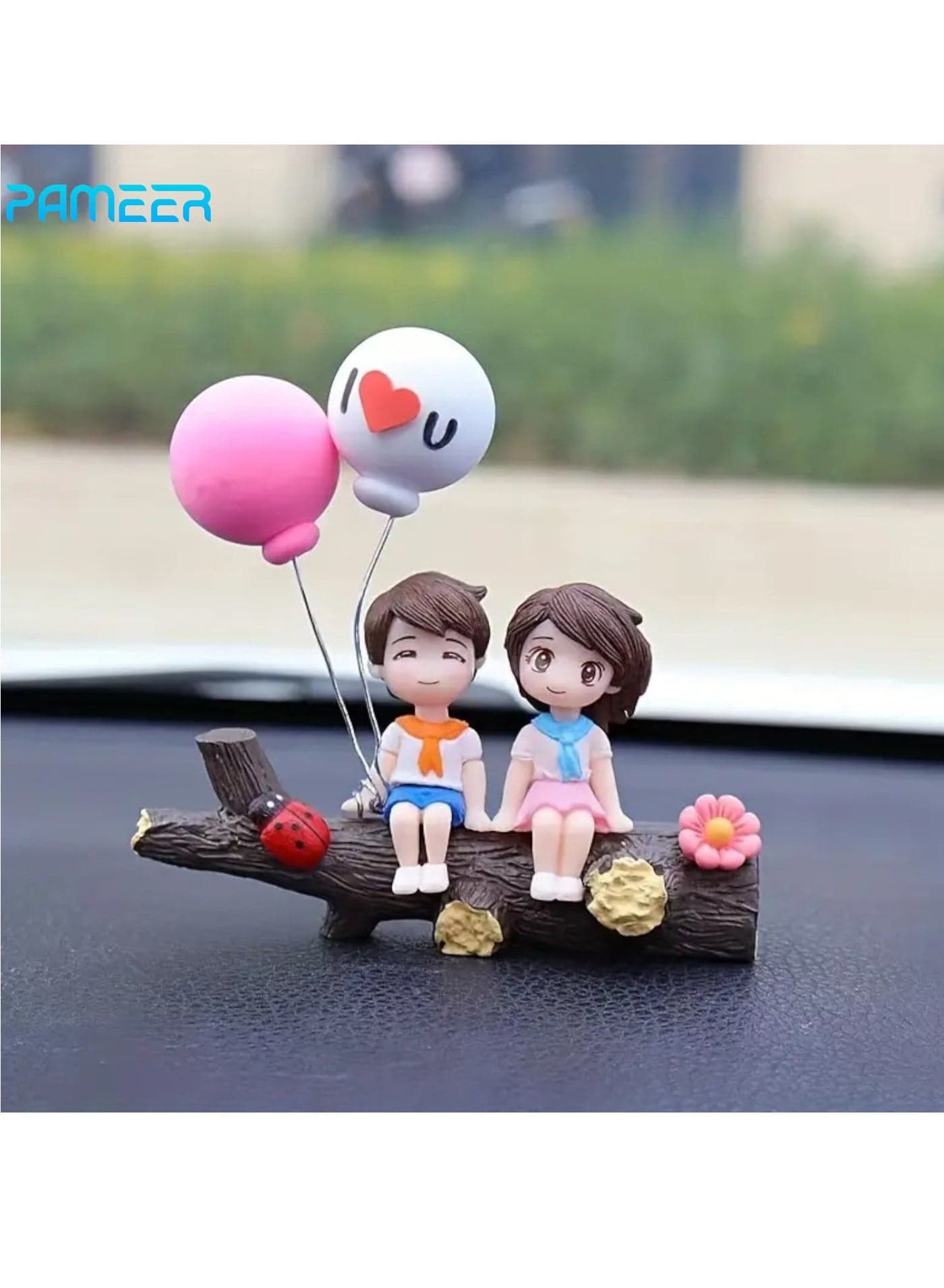 Lovely Car Couple Car Ornament Car Interior Center Console Decoration, Cute Couple Car Dashboard Decor, Cartoon Car Dashboard Decorations with Balloon Car Fashion