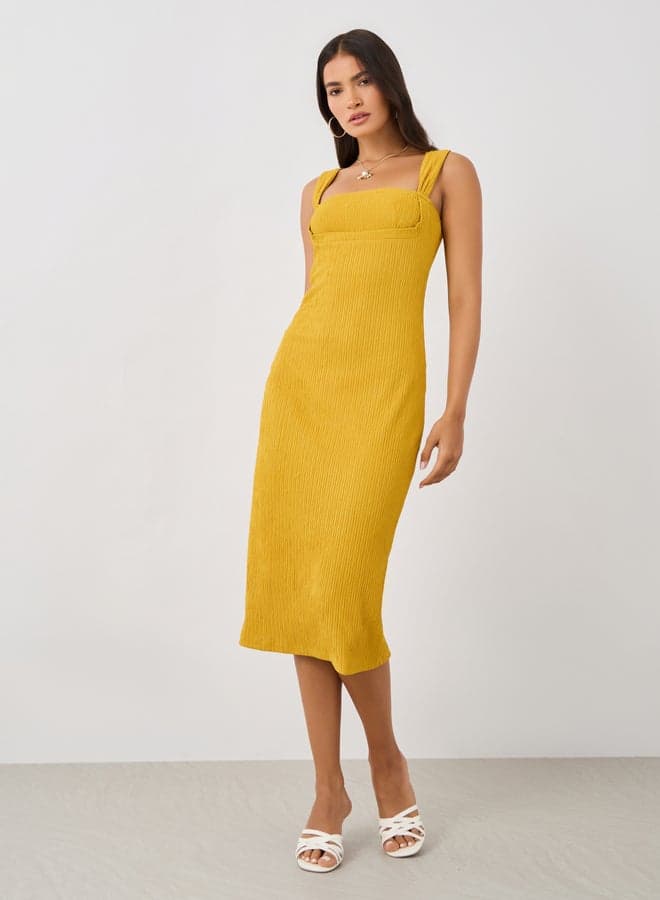Ribbed Bodice Midi Dress
