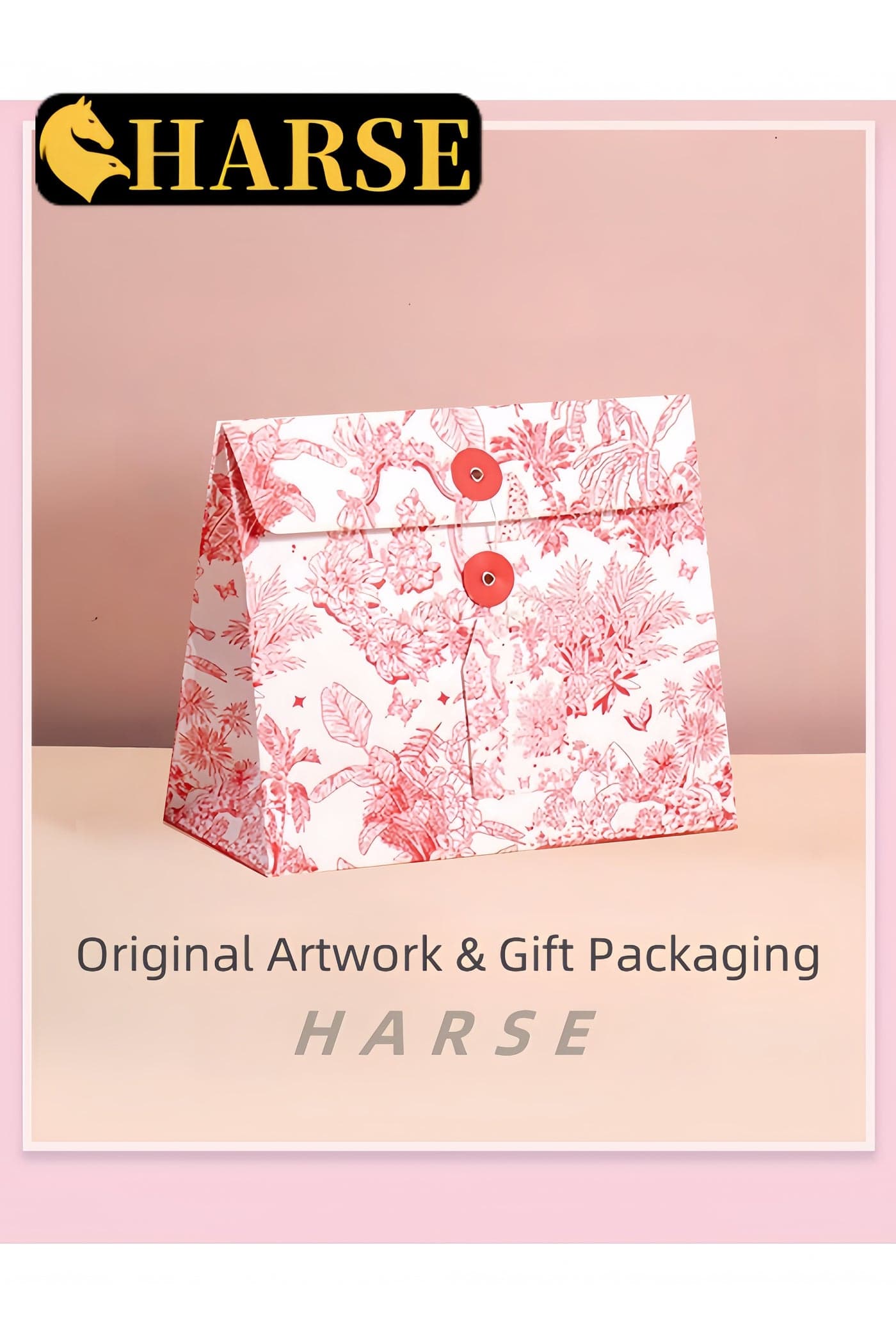 Pink Porcelain-Inspired Gift Bag, Chinese Style Birthday Bag, Creative Holiday Packaging, Sealable Festival Gift Bag