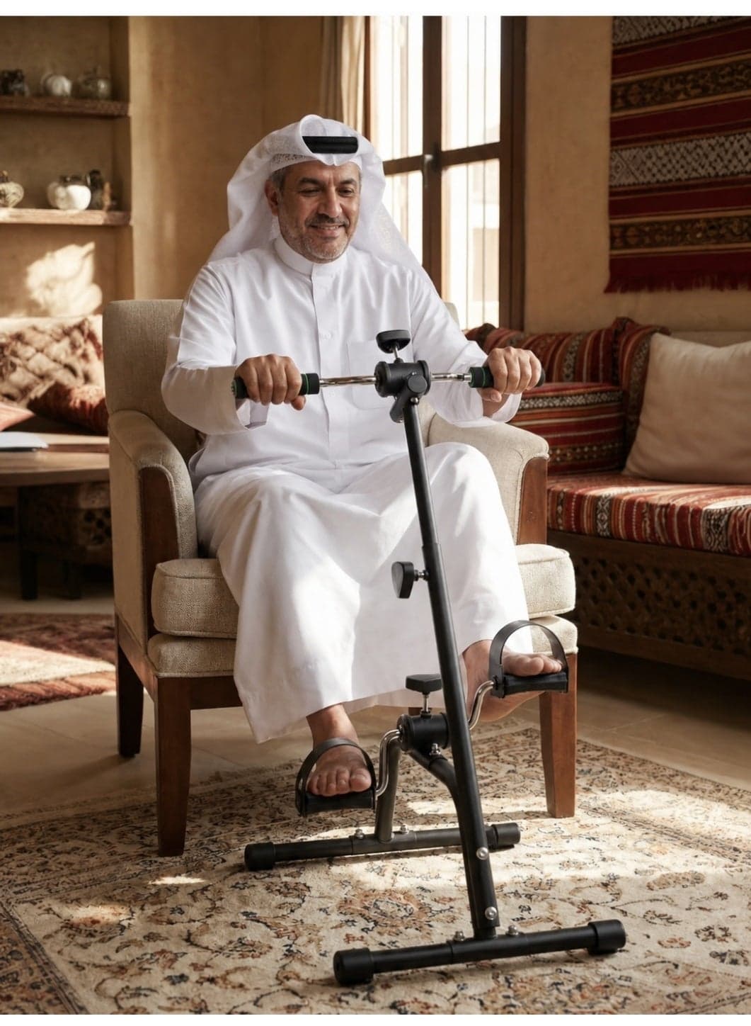 Pedal Exerciser Bike Hand Arm Leg and Knee Peddler Adjustable Fitness Equipment for Seniors, Elderly Home Pedal Exercise Bike for Total Body