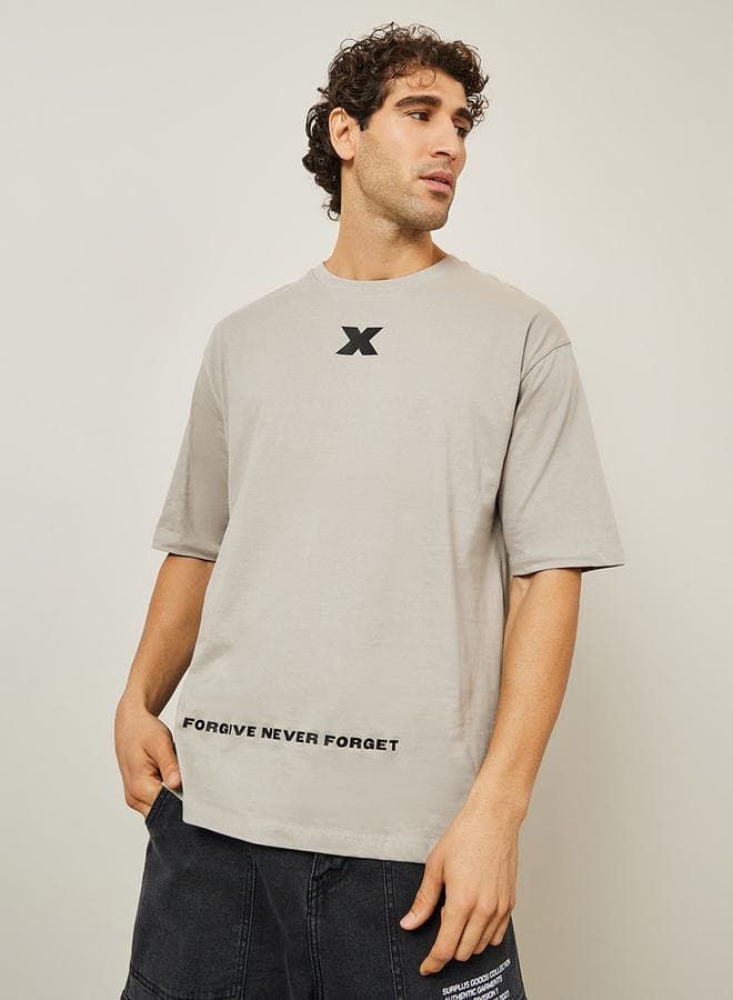 Minimal Graphic Print Oversized Pure Cotton T-Shirt