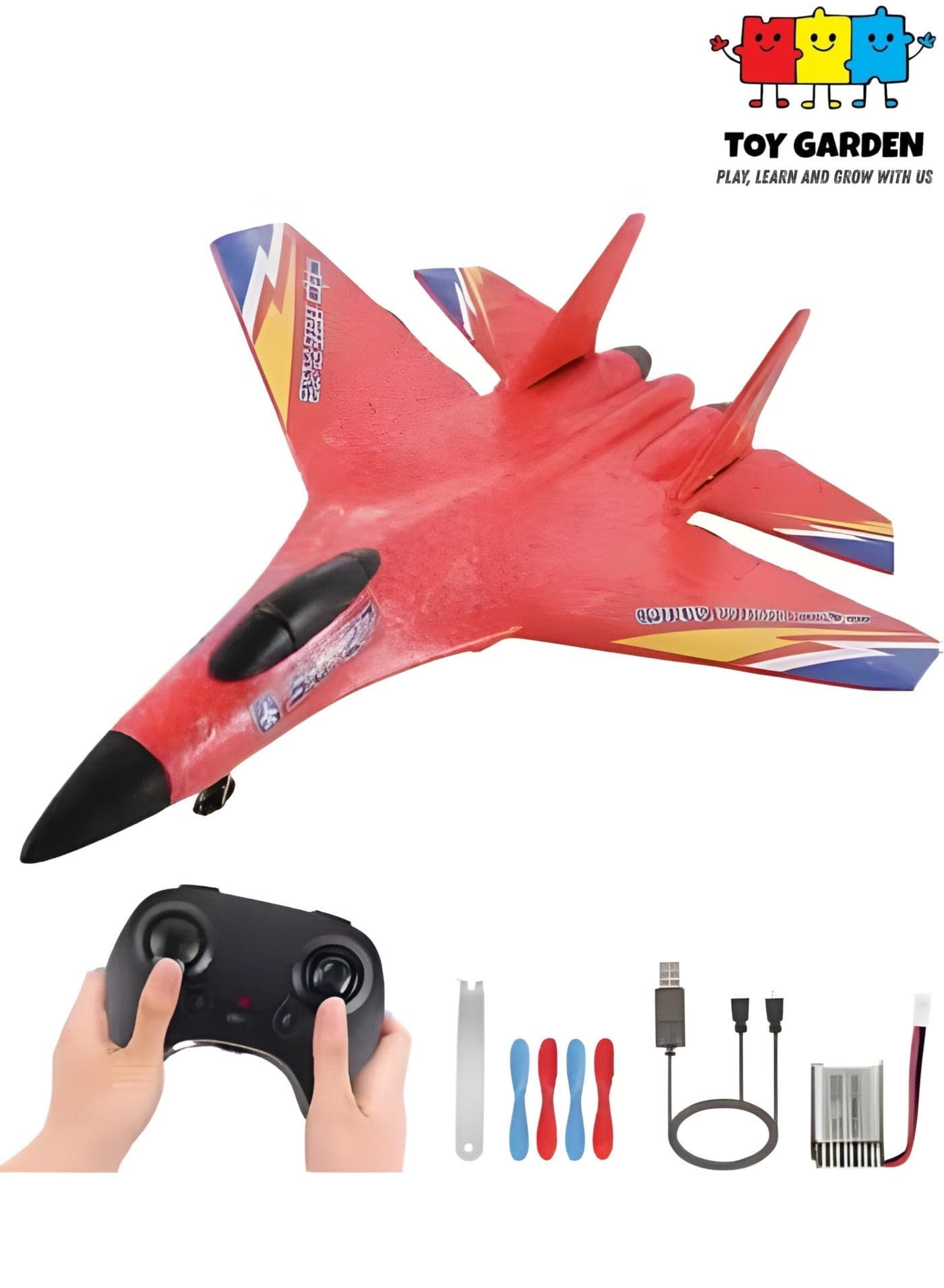 2.4GHz RC Plane – Ready-to-Fly Remote Control Jet Glider with 6-Axis Gyro, Battery, and Cool Lights, Easy-to-Fly Toy Aircraft for Kids & Adults (Red)