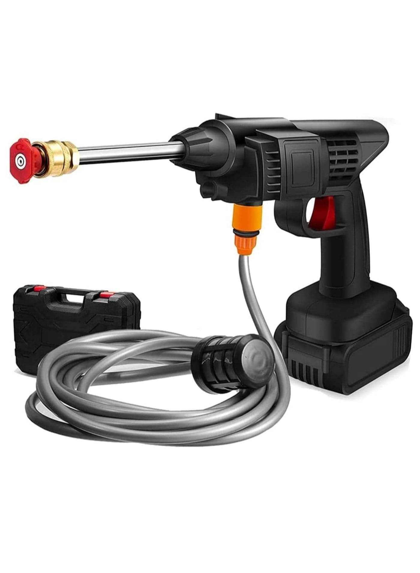 Cordless 48V Electric High Pressure Car Washer Manual Rechargeable Car Washing Machine with Adjustable 3-in-1 Nozzle and Hose Pipe for Washing Cars Watering Flowers Cleaning Floors
