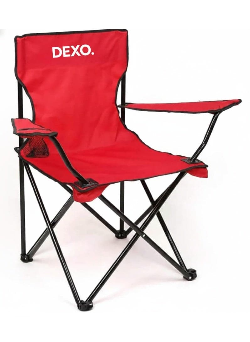 Premium Portable Camping Chair – Supports 80KG – Foldable Steel Frame, 600D Oxford Fabric, Lightweight Easy-Carry Seat for Fishing, Beach, Hiking & Outdoor Adventures, Red