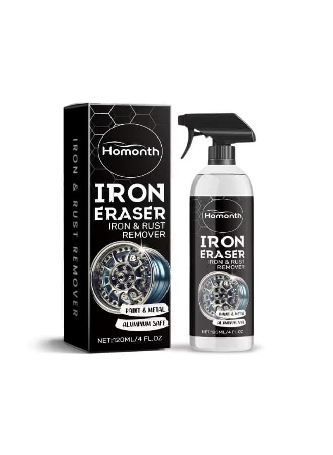 Iron Eraser Rust Remover Spray, 120ml Iron Particle & Rust Cleaner for Car Wheels, Paint & Metal, Aluminum-Safe Auto Detailing Spray