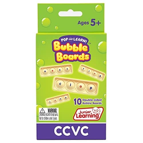 Junior Learning CCVC Bubble Boards Pop and Learn Decodable Language Arts and Sensory Learning for Ages 5 Grade K