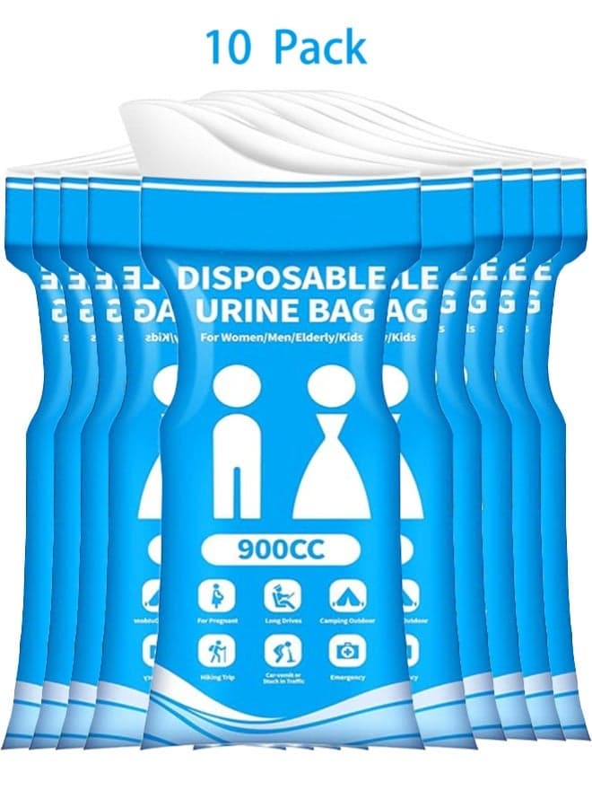 10 PACK Disposable Urine Bags, Disposable Pee Bags,900ML Large Capacity Camping Pee Bags, Unisex Urinals Vomit Bags for Travel Urinal Toilet Traffic Jam Emergency Portable Toilet Bee Bag for Men Women Kids Patient