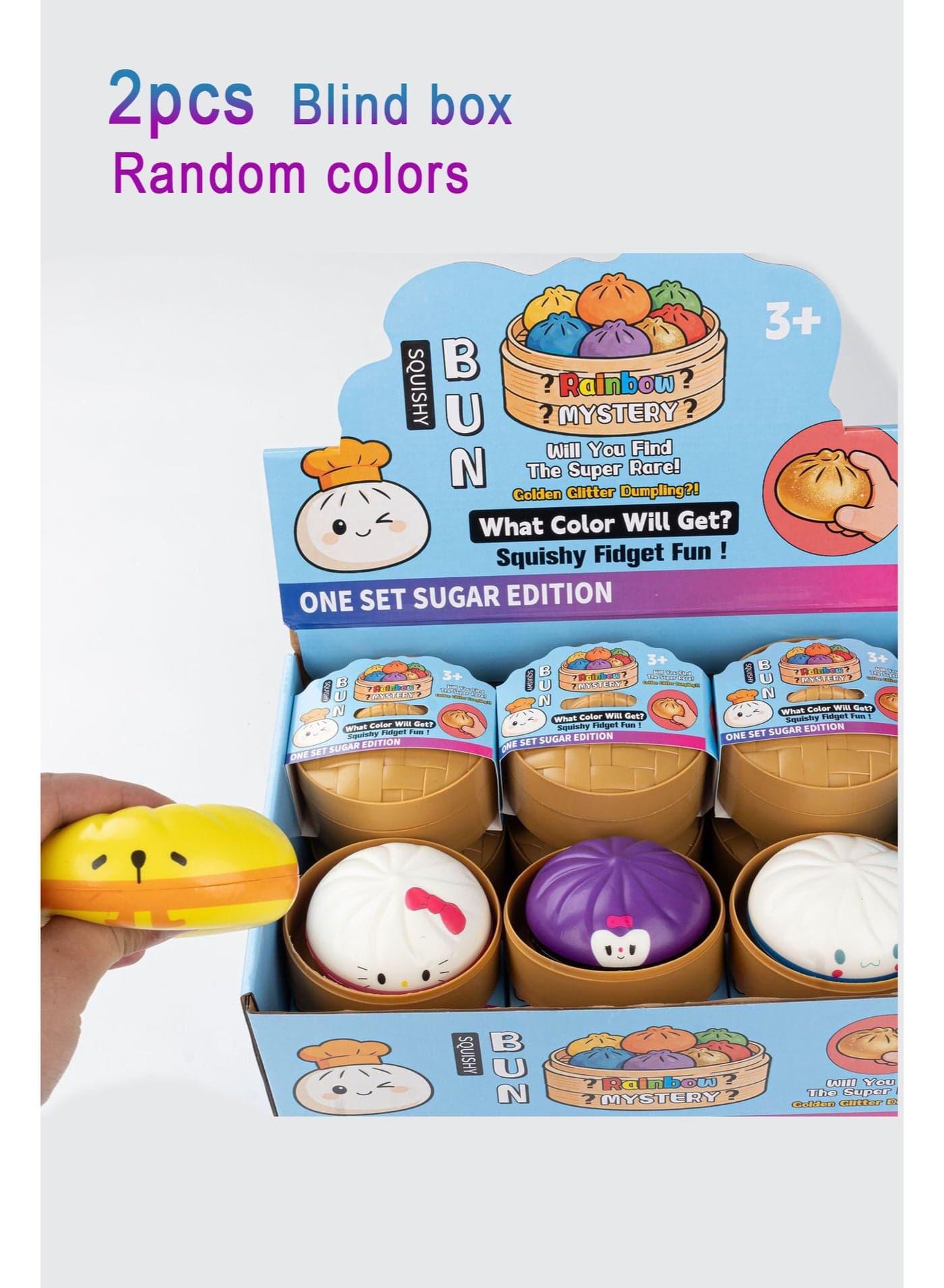 2PCS Cartoon characters Super Soft Slow Rebound Dumpling Fingertip Decompression Toy Classroom Stress Relief Play for Students(Blind box)