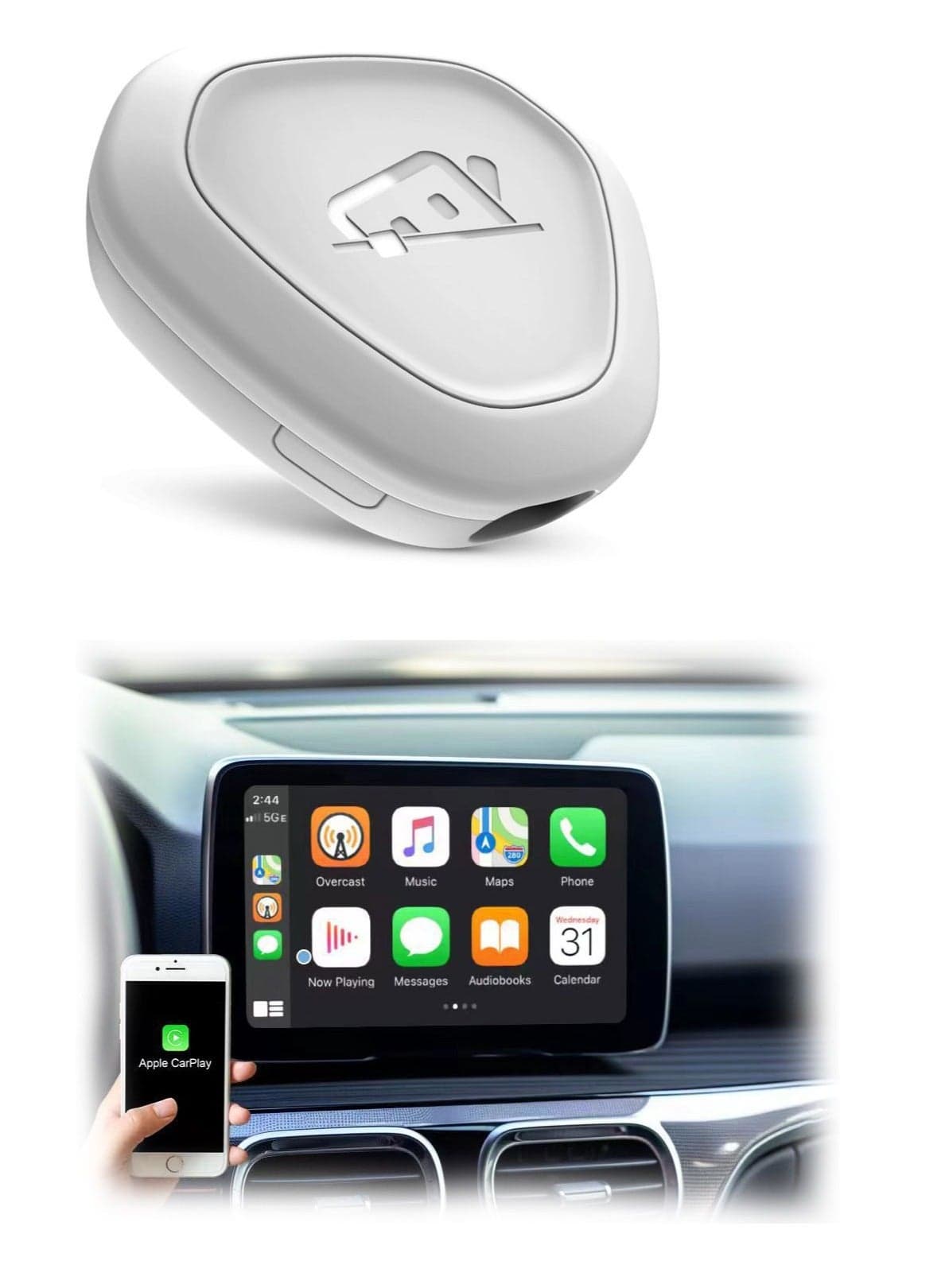Wireless CarPlay Adapter – Convert Factory Wired CarPlay to Wireless | Plug & Play, Automatic Pairing, Compact Design | Supports iPhone, Siri, Navigation, Music & Calls
