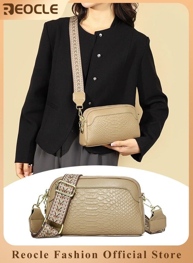 Women's Shoulder Bag Leather Handbag Small Crossbody Bags Purses with Wide Adjustable Strap & Premium Fabric Leather Shoulder Handbags Wallet