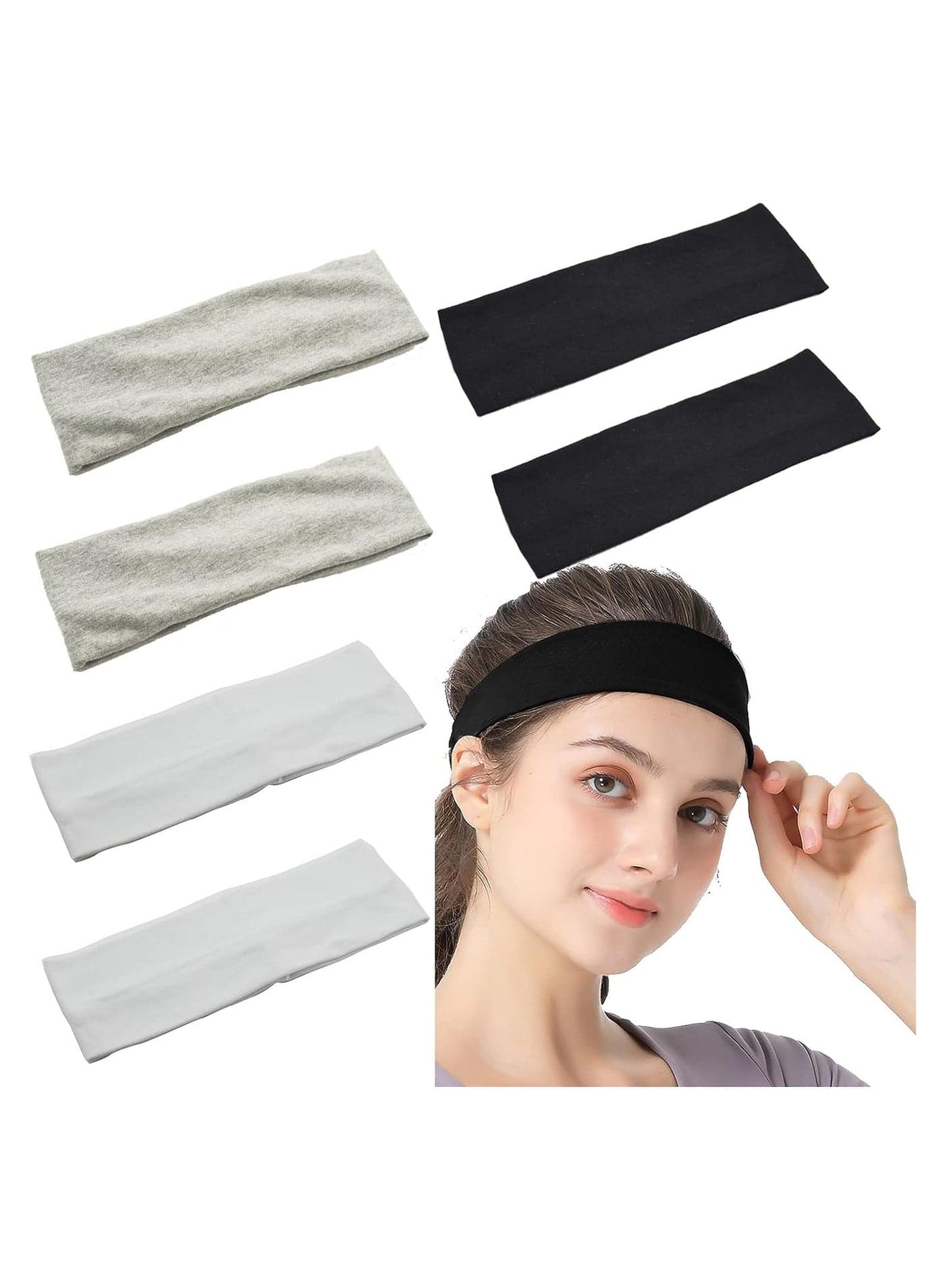 6 Pcs Sports Headbands For Women Elastic Sweat Yoga Hairbands Non Slip Soft Thin Head Band Fashion Hair Wrap