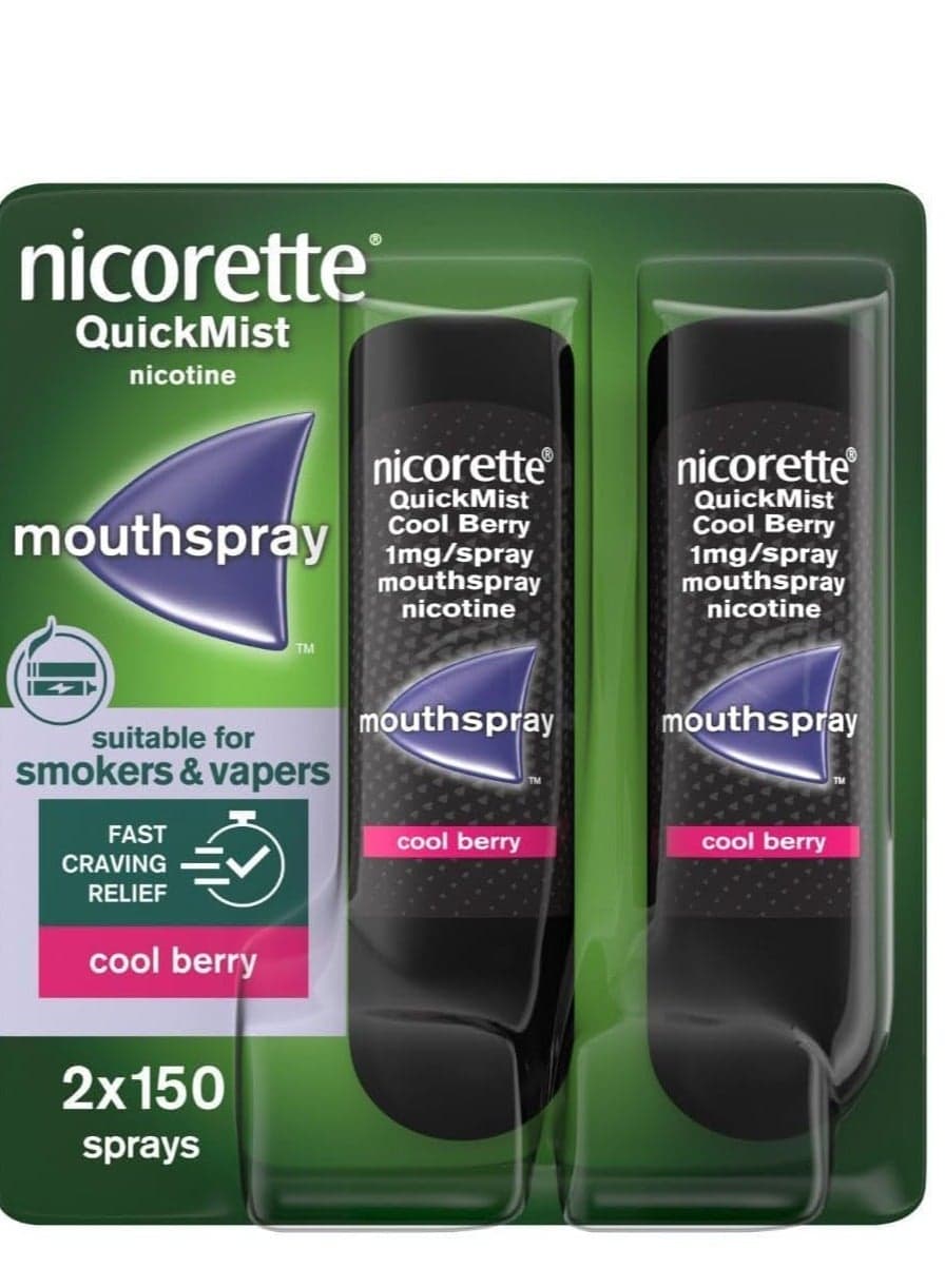 Nicorette - Quickmist Mouth Spray, Cool Berry - 2 x 150 Sprays