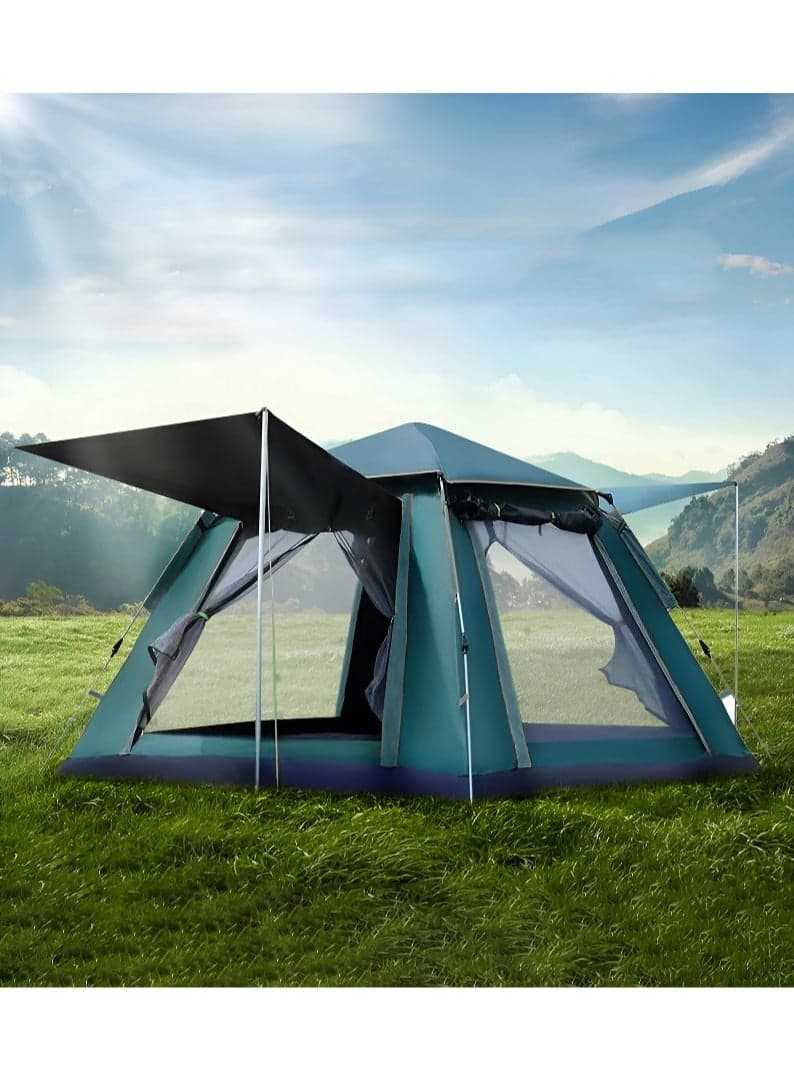 6 Person Camping Tent Automatic Instant Pop-Up Tent Lightweight Portable Tent Outdoor Camping Waterproof Windproof Camping Tent and Mesh Windows 2 Doors with Carry Bag