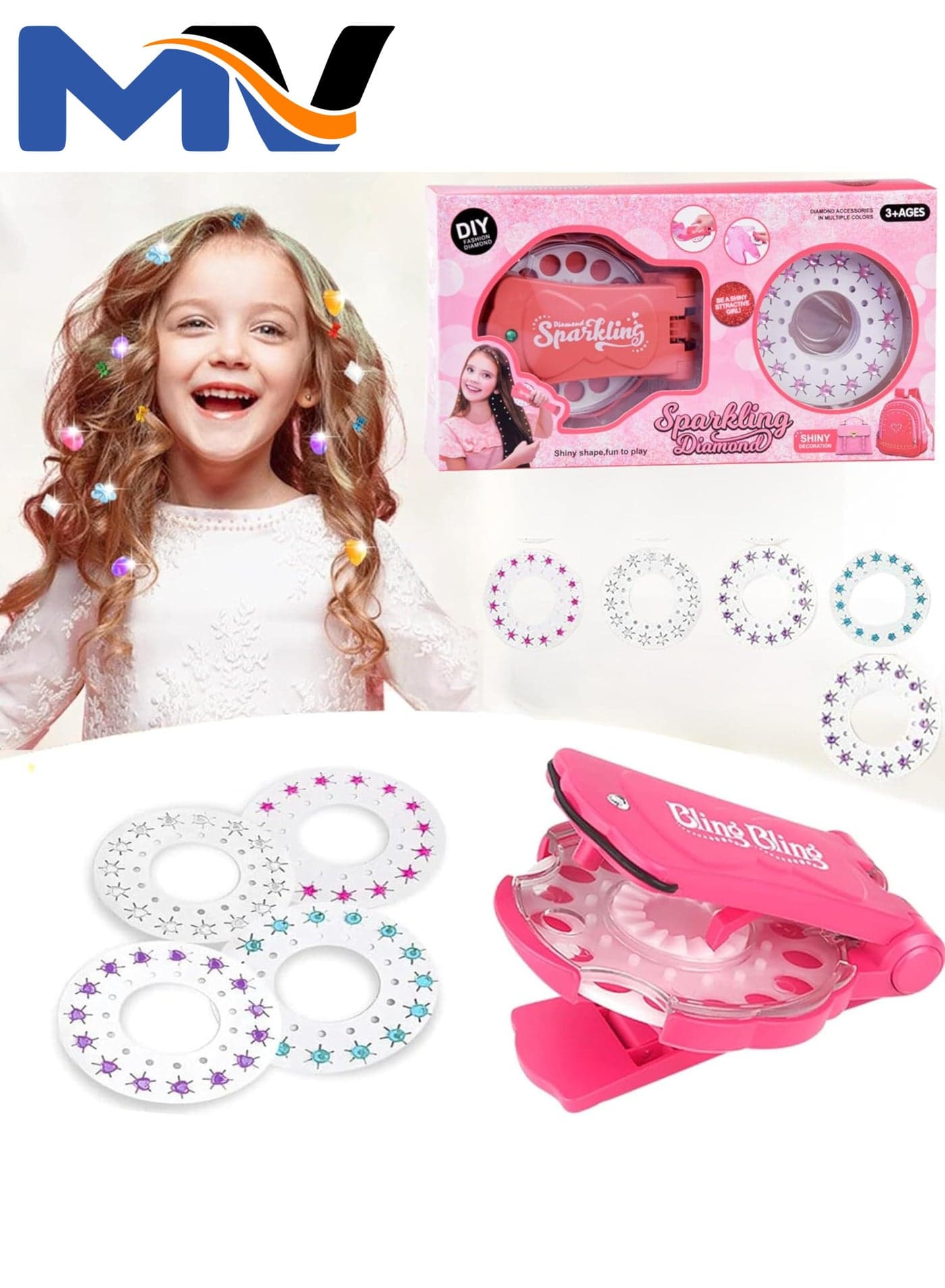 Hair Bedazzler Kit, Bedazzler Diamond Styler Kit, Bedazzler Diamond Hair Machine for Children's Clothing, Accessories, Nail Art, Stationery, Girls Gift