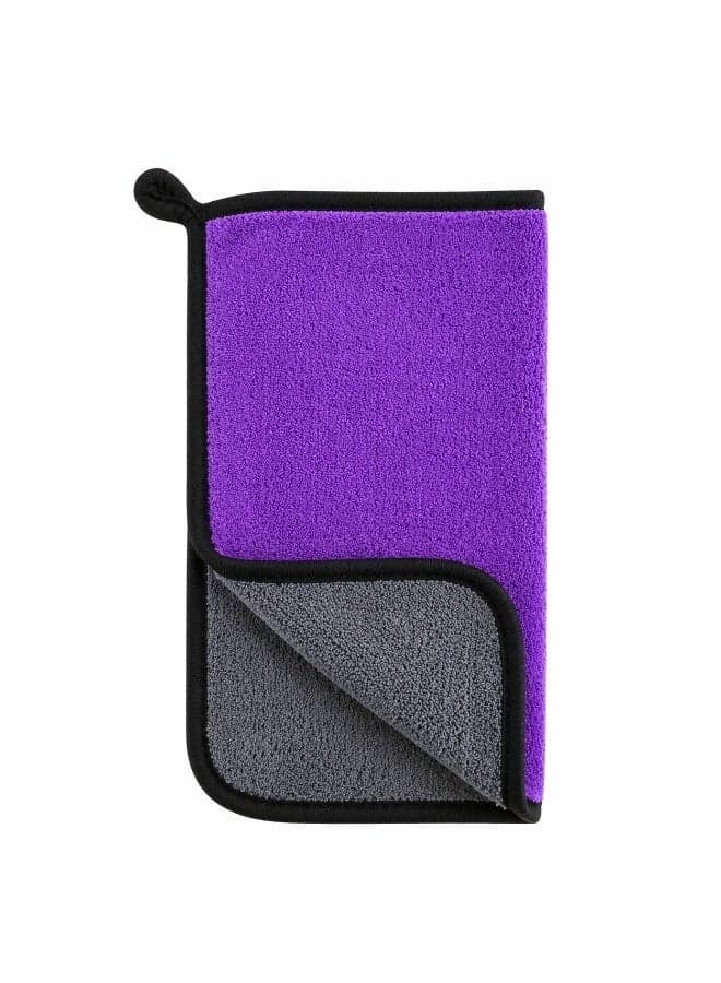 Microfiber Car Cleaning Towel 30x30 cm – Double Sided Lint Free Streak Free Absorbent Cloth for Kitchen, Glass & Screens - Purple