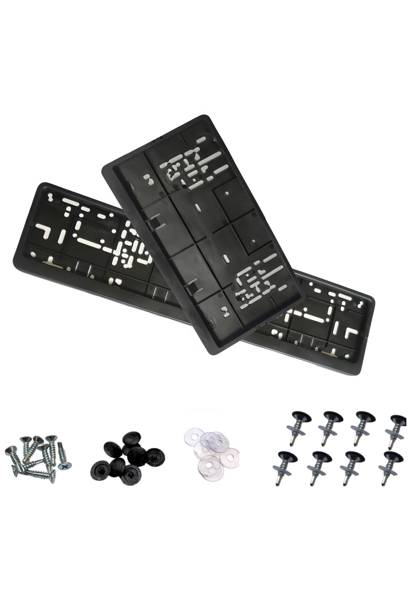 Car Number Plate Long & Short | License Frame Holder & Plate Cover with 8 PCS Screws | Set of 2 | Sizes 53x13 cm & 17.5 cm | Premium License Plate Frame for Dubai Emirates