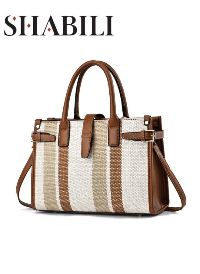 Women's Fashion Luxury Tote Bags, Ladies Designer Contrast Color Shopping Bag Clutch Bag Satchel Bag, Large Capacity Crossbody Bag Shoulder Bag Handbag Carry Bag for College Students and Teenagers