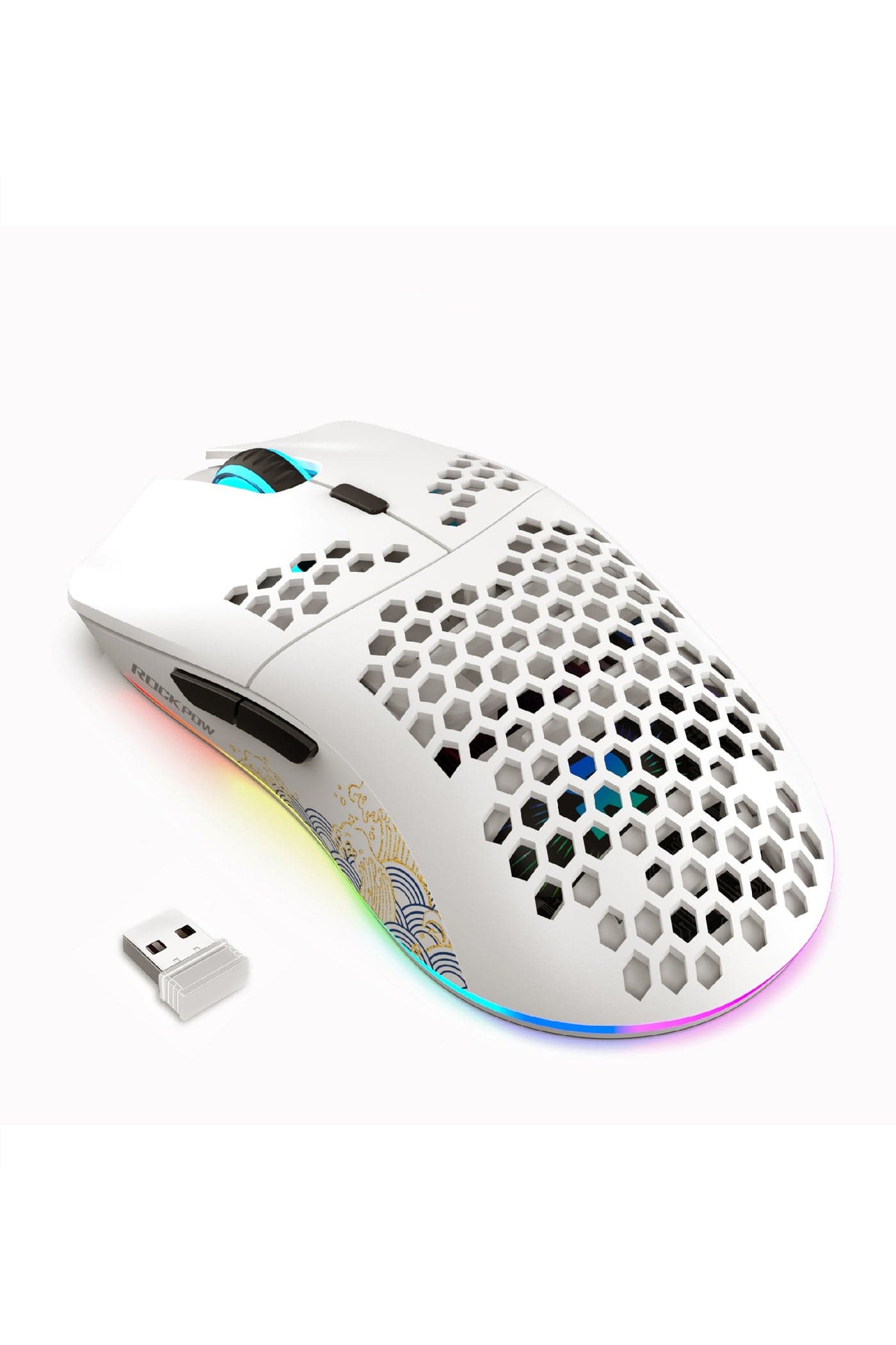 Wireless Gaming Mouse Honeycomb Ultralight 6 Programmable Buttons Adjustable 4800 DPI Ergonomic Wireless Mouse RGB Backlight High-Precision Optical Sensor Rechargeable Gaming Mice Mouse for Laptop Computer PC MAC