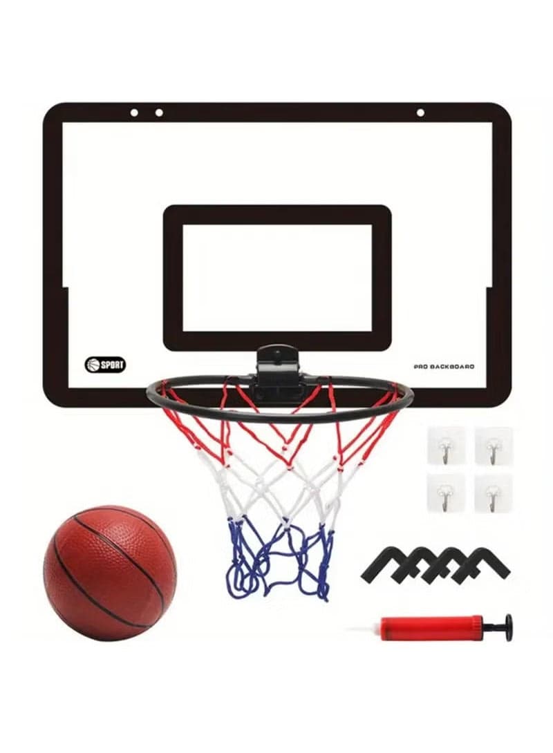 Mini Basketball Hoop Set for Kids and Adults Door Room Basketball Hoop,Punch Hanging Type Mobile Mini Basketball Hoop for Door, Black