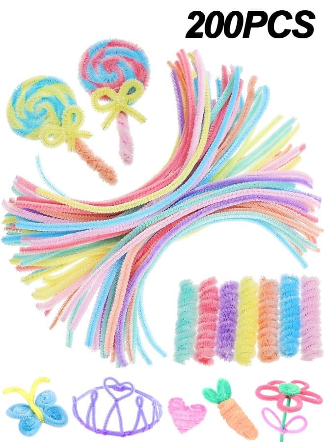 200Pcs Colored Pipe Cleaners - Macaron Colors Pipe Cleaners, Crafting Chenille Stems, Home Arts Chenille Stems for DIY Crafts
