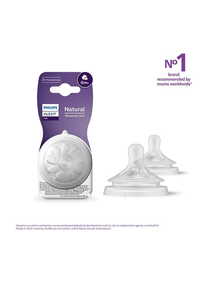 Pack Of 2 Avent Natural Response Nipple Flow 6 Thick Feed (6M+)