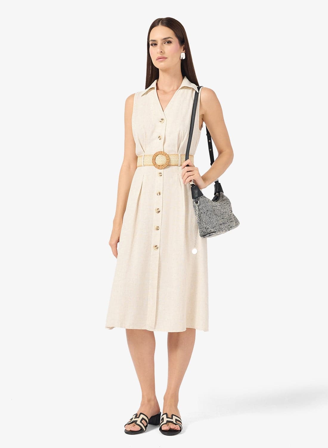 Sleevless Shirt Dress