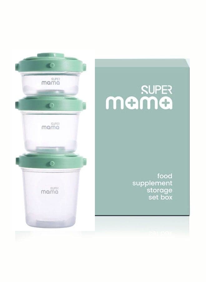 3 PCS Plastic Baby Food Storage Boxes Airtight Leak-proof with Measurement Indication for Fruit, Purée, Yogurt