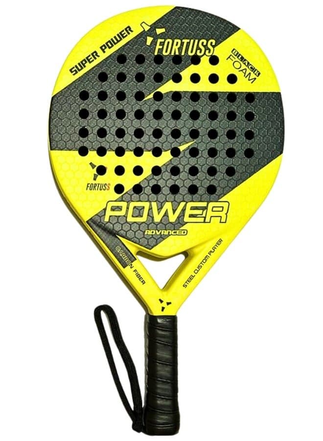 Padel Tennis Racket - Full Carbon Fiber - 3D Hexagon Surface With Light Eva Memory Flex Foam Core - Padel Racquet - Round Shape Paddle Racket With Bag Included (Yellow)