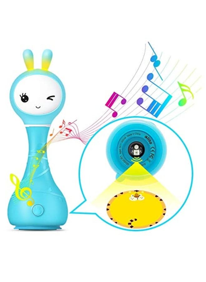 Rabbit Shaped Infant Electronic Poppy and Chew, 9 kinds of educational toys with music and lights for 0-6-12 months, gift for newborns, girls and young boys