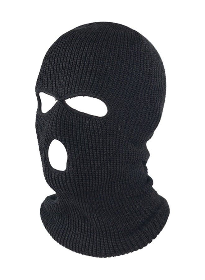 3 Hole Balaclava Full Face Mask Unisex Winter Neck Warm Knitted Balaclava Face Cover for Men Women Outdoor Sport Fishing Skiing One Size Fit All (Black)