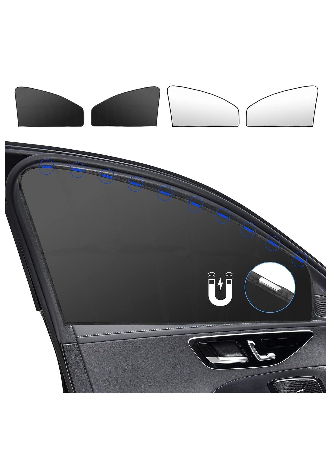 INFOSUN Car Side Window Sun Shade, 4 PCS Universal Magnetic Car Curtain for Baby with Blocks UV Rays, Reduce Damage from Direct Bright Sunlight and Heat, Universal Easy Fit Front Rear Seat- Silver