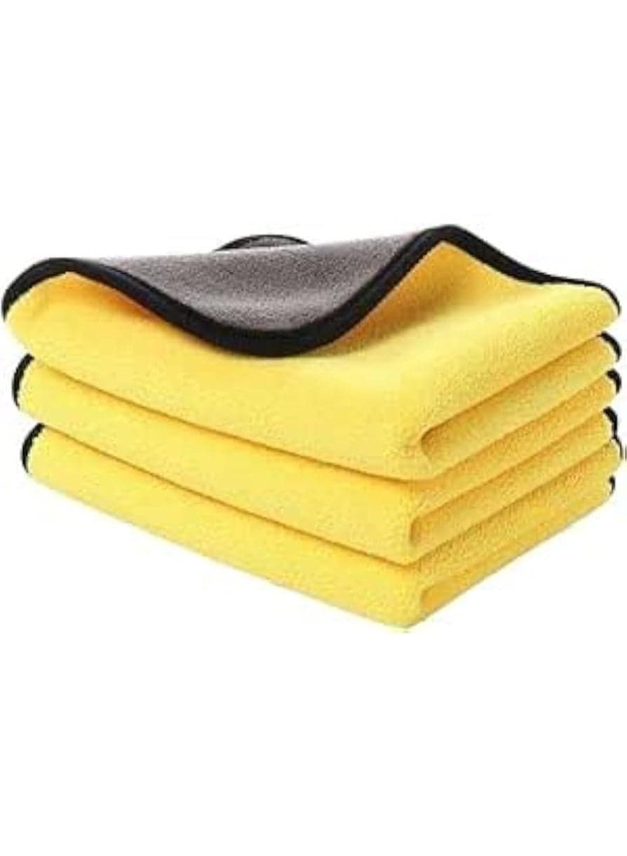 Double Sided Microfiber Cleaning Cloth for Car 3PCS 40x40cm | Ultra Soft Lint-Free Scratch-Free Towels | High Absorbency Car Detailing Cloth for Interior & Exterior Use I Multi Purpose uses Car, Home, Office, Kitchen