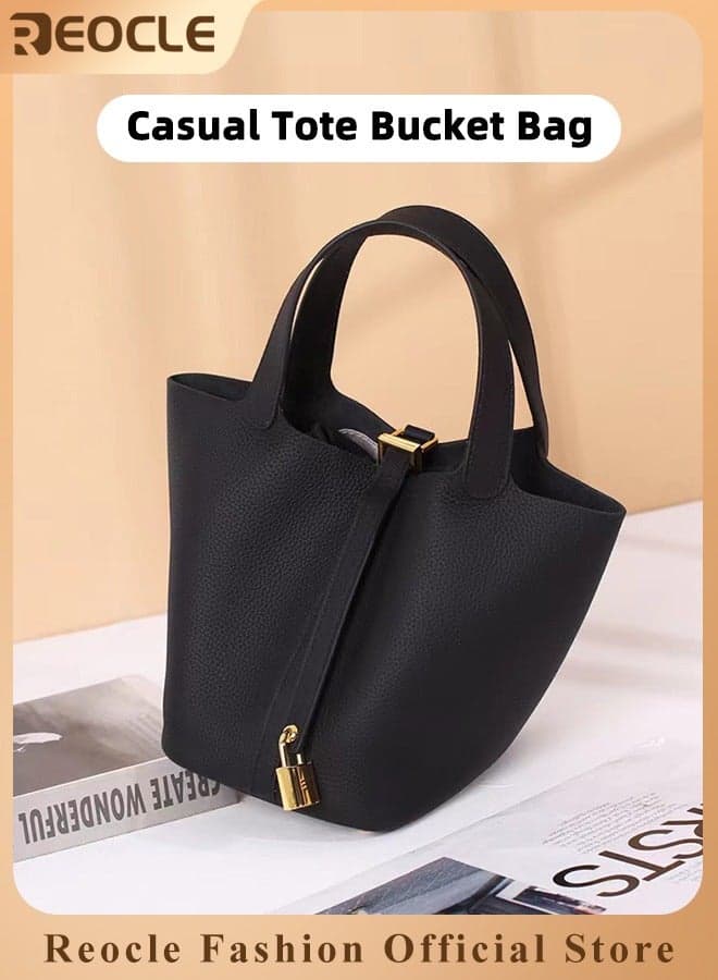 Women's Tote Bag Top Handle Satchel Handbag Daily Casual Soft Handbags Elegant Leather Bag with Stylish Lock Design