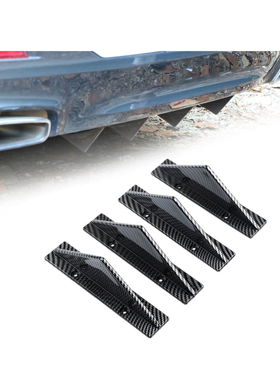 4Pcs Universal Rear Bumper Wing Lip Diffuser, Car Anti-Crash Accessories Spoiler Shark Fin Protector, Rear Bumper Splitter Lip Wing for Auto Decoration Car SUV Truck