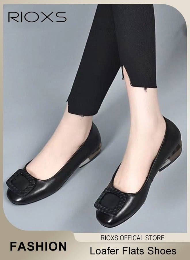 Women's Loafers, Fashion Square Toe Loafers, Rhinestone Ballets Flats Shoes, Patent Leather Slip-Ons for Women, Uniform Formal Shoes, Comfort Ladies Dress Shoes, Casual Business Work Shoes, Loafers for Wedding Driving Dating, Black Loafers Womens Footwear