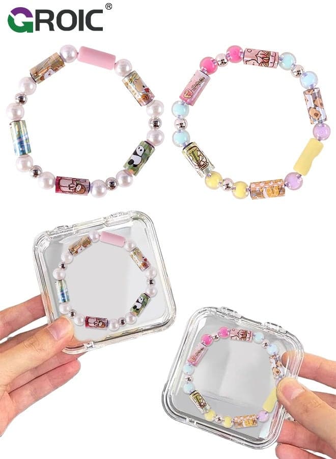 Wearable & Shareable Sticker Bracelet, Includes 2 Pcs Sticker Bracelet, 2 Mystery Reveal Sticki Rolls, 8 Stickers Rolls, DIY Bracelet Friendship Bracelet Toys for kids