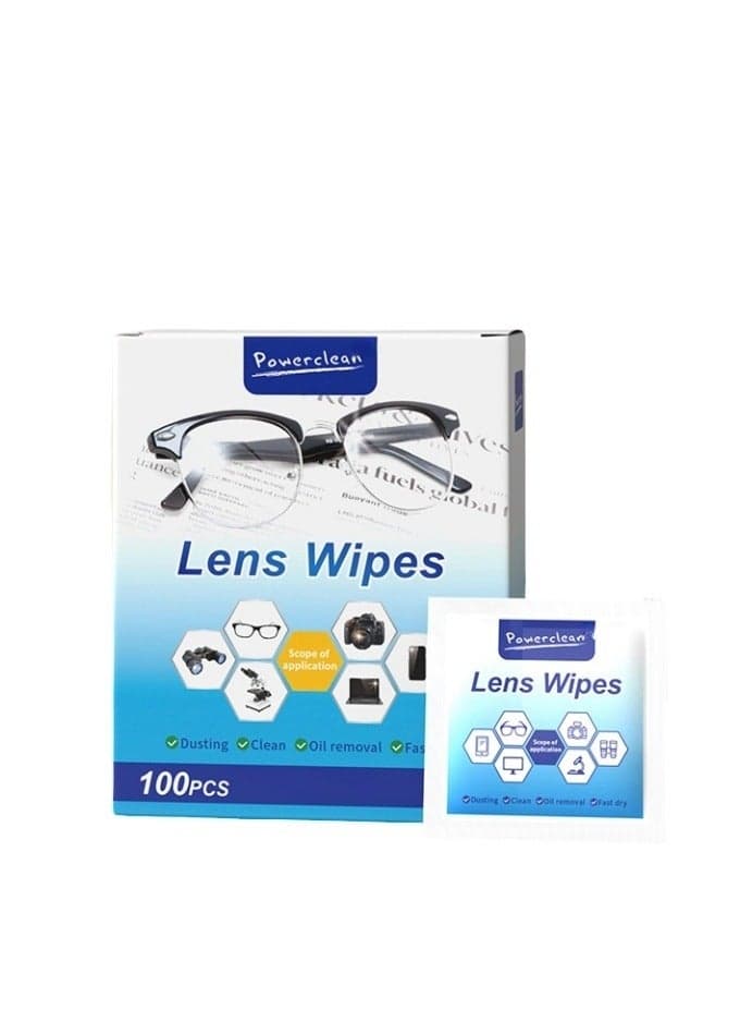 100 wipes(6*12cm)Lens Cleaning Wipes for Eyeglasses,Individually Wrapped,Can be used for mobile phone screen, tablet computer, camera lens and other electronic screen